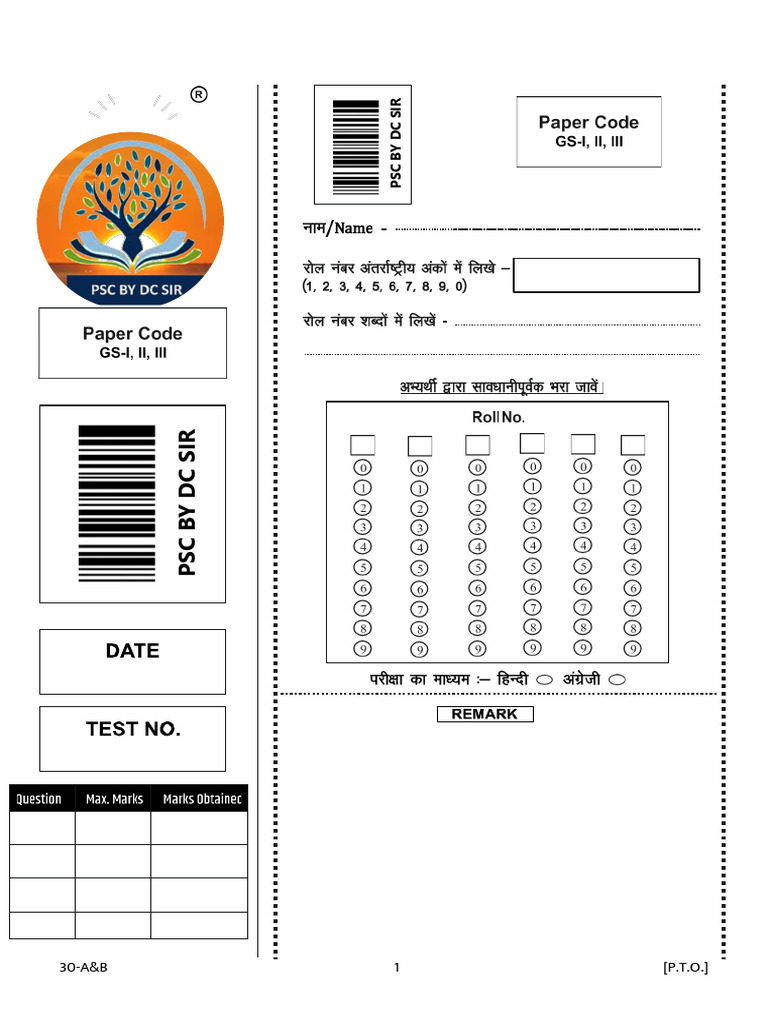 MPPSC Test Formet 3 | PDF