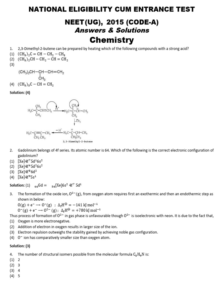Neet Questionpaper 2015 With Solutions | PDF | Heart Valve ...