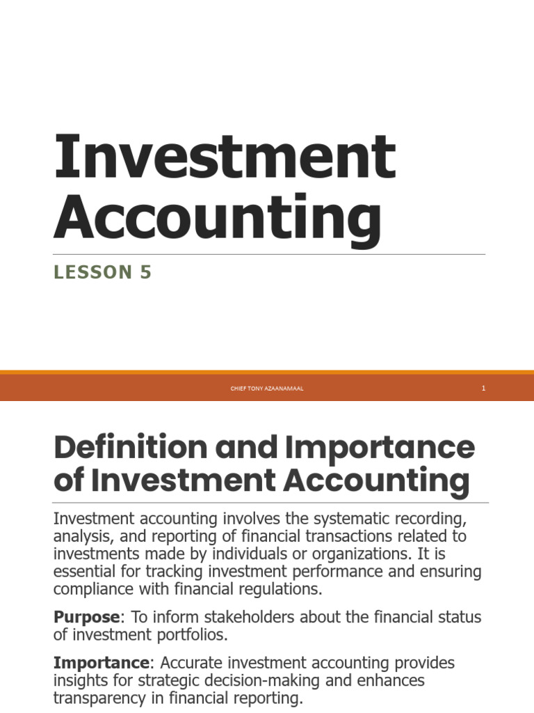 Investment Accounting Overview And Methods Pdf Investing