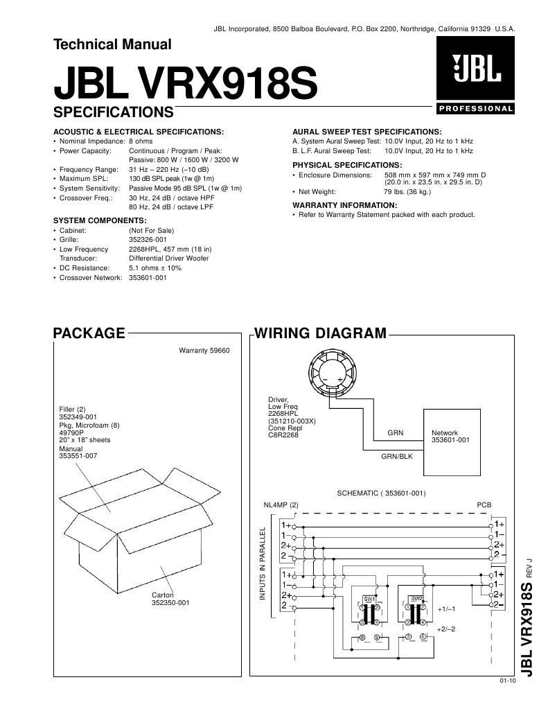 JBL VRX918S Technical Manual | PDF | Computers | Technology