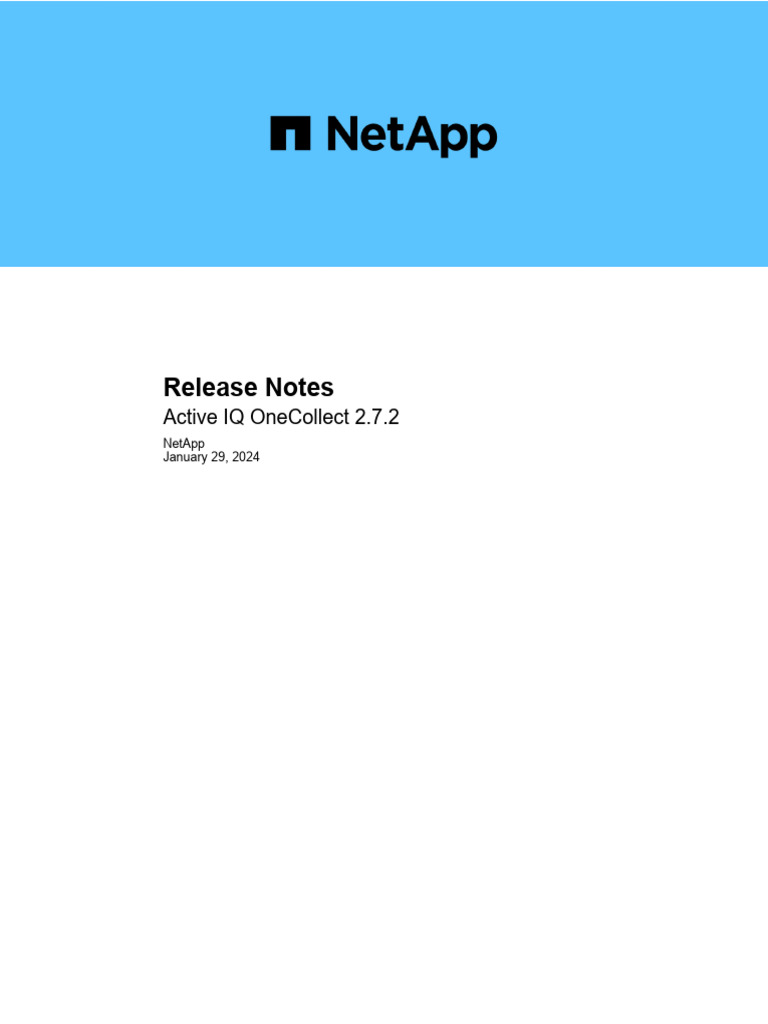 Active IQ OneCollect 2.7.2 Release Notes | PDF | Computer File | Legal ...