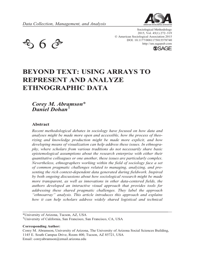 Ethnoarray: Visualizing Ethnographic Data | PDF | Ethnography ...