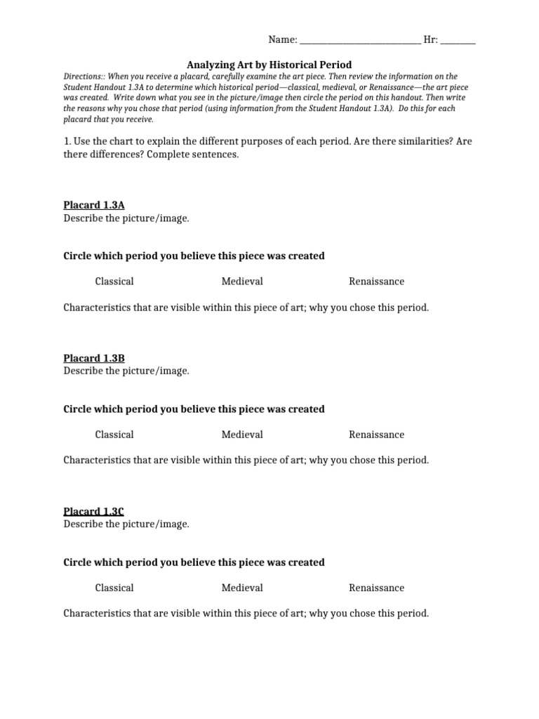 Picture-Analysis-Student-Handout W TCI | PDF | Liberal Arts Education ...