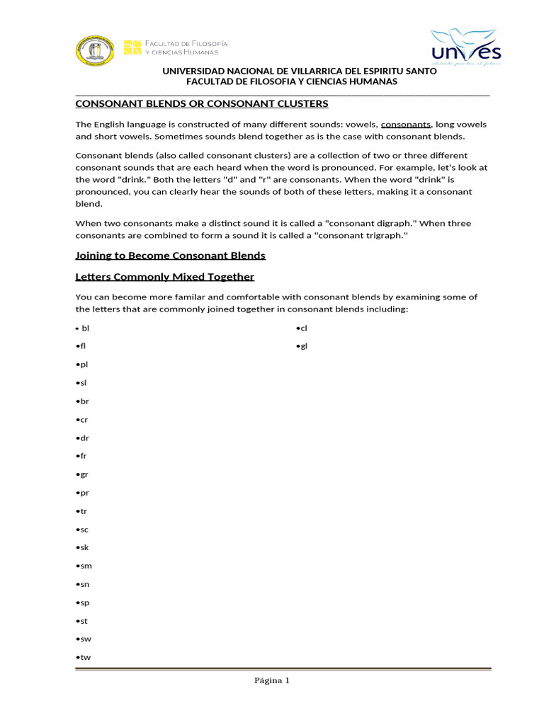 Understanding 21 Consonant Blends | PDF | Consonant | Linguistics