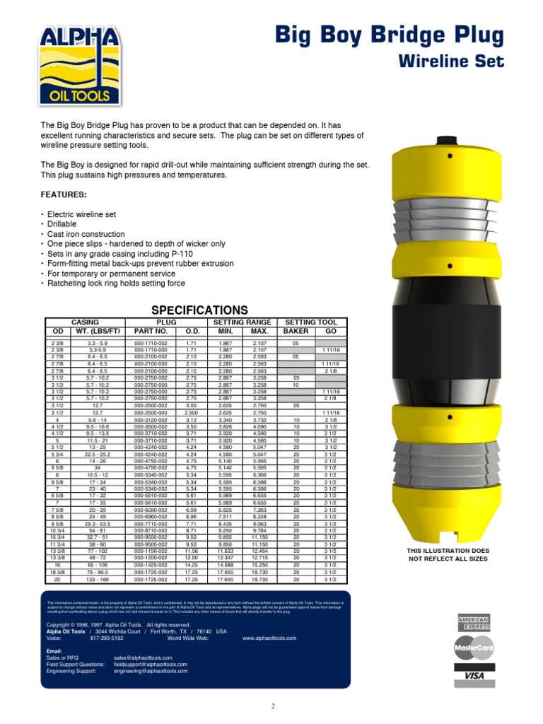 Big Boy Bridge Plug Specifications | PDF | Industrial Processes ...