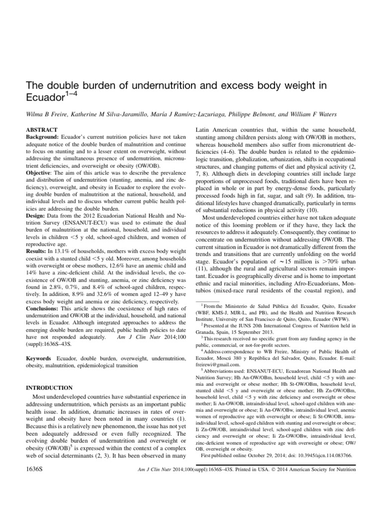 Double Burden of Malnutrition in Ecuador | PDF | Malnutrition | Obesity