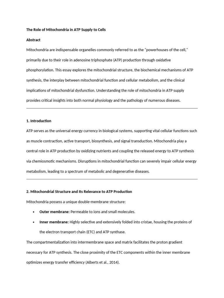 Mitochondrial ATP Production Mechanisms | PDF | Mitochondrion ...