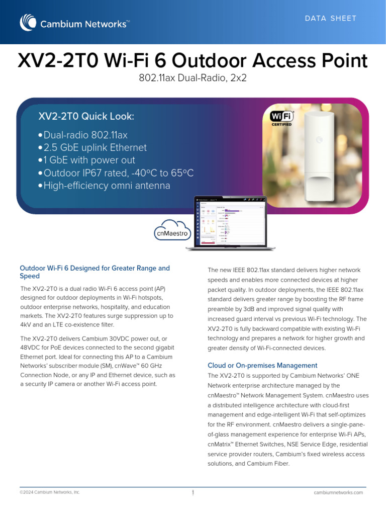 XV2-2T0 Wi-Fi 6 Access Point Overview | PDF | Wi Fi | Ieee 802.11