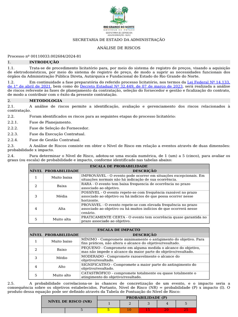Exemplo 1 - Modelo de Mapa de Riscos | PDF
