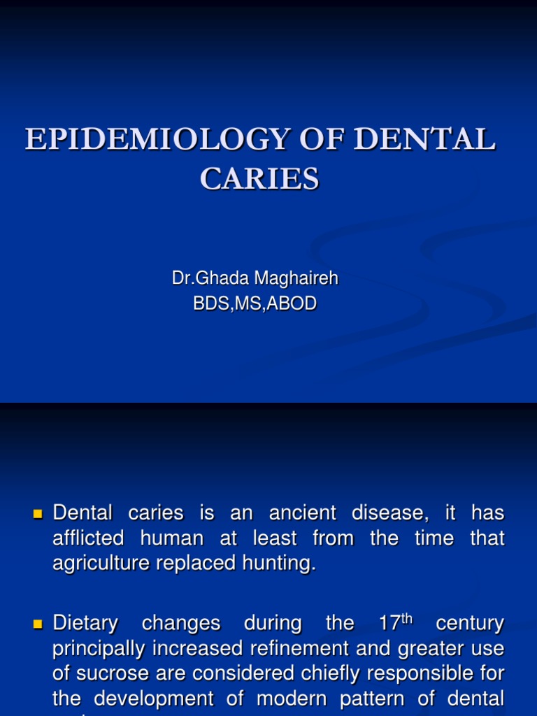 Epidemiology of Dental Caries PDF Human Tooth Dentistry