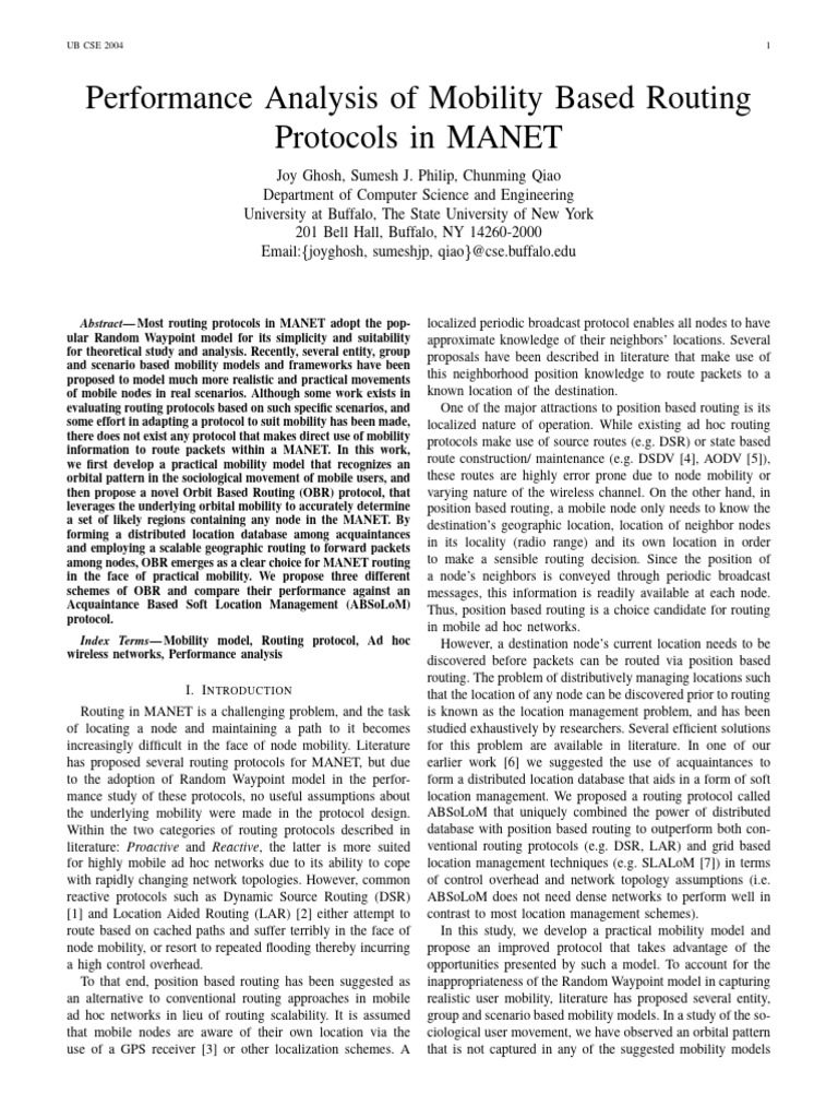 Orbit-Based Routing in MANETs Analysis | PDF | Wireless Ad Hoc Network ...