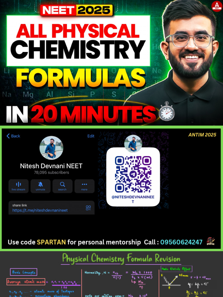 Physical Chemistry Formula Sheet | PDF | Mole (Unit) | Physical Quantities