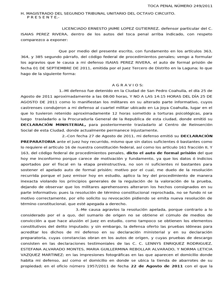 AGRAVIOS APELA AUTO ISAIAS FEDERAL | PDF | Verdad | Prisión