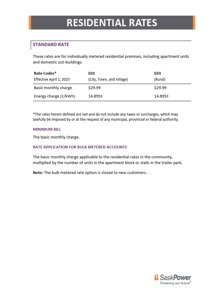 2025 Residential Energy Rates Overview | PDF