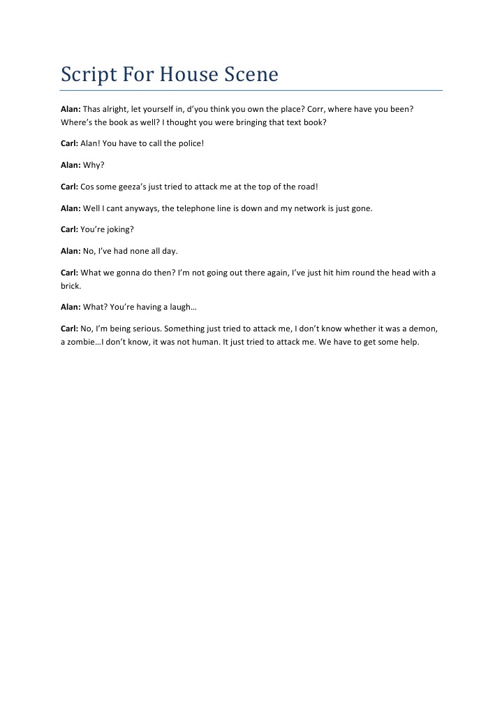 Script For House Scene | PDF