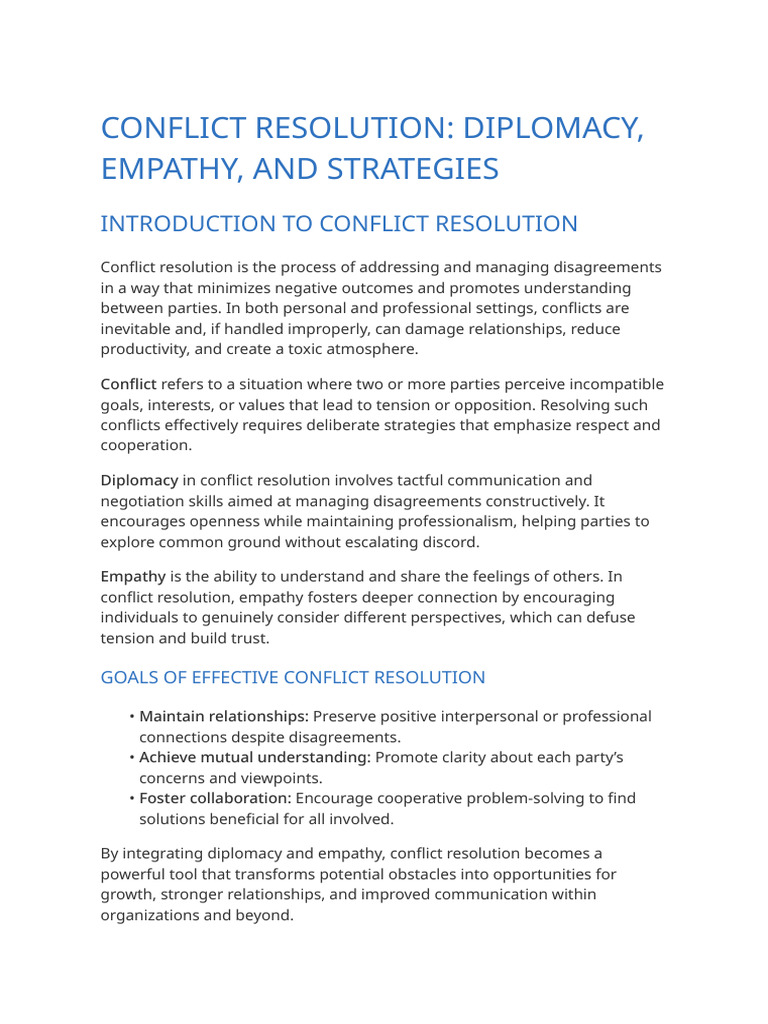 Conflict Resolution Proposal | PDF | Conflict Resolution | Conflict ...