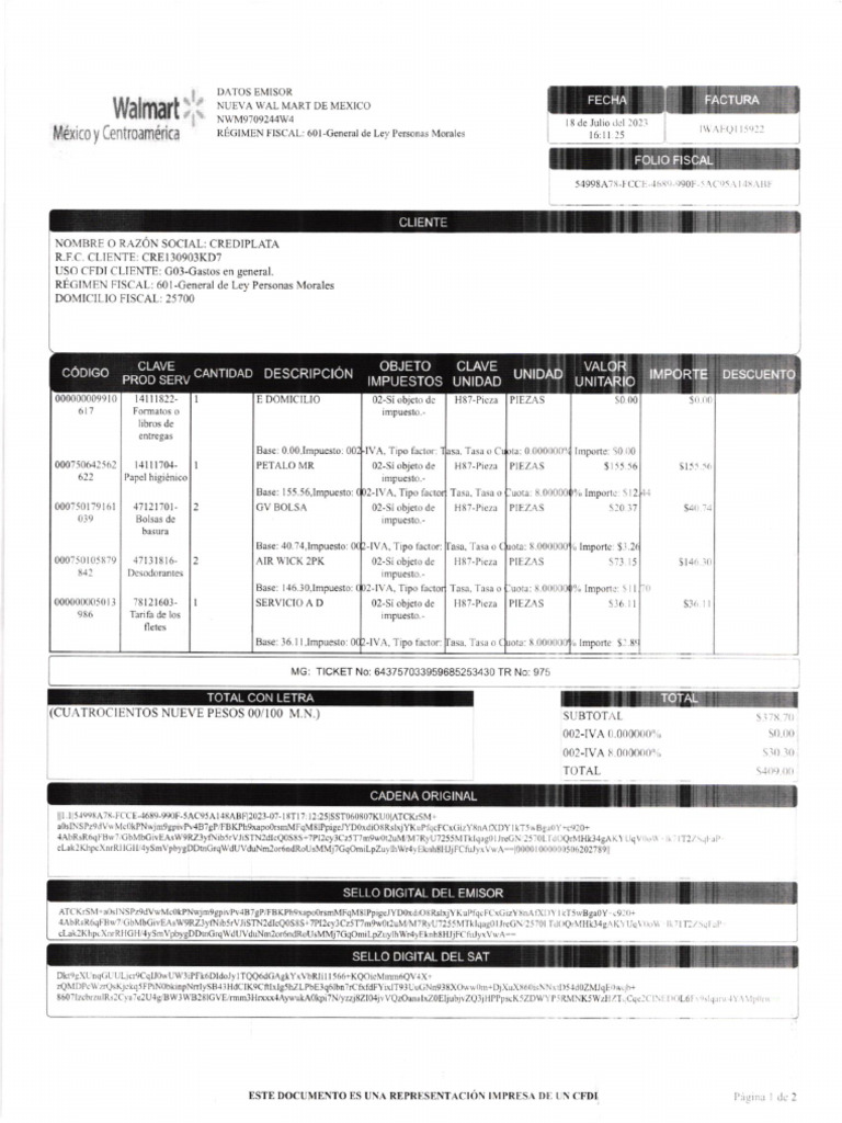 Factura Walmart México 2023 | PDF | Walmart