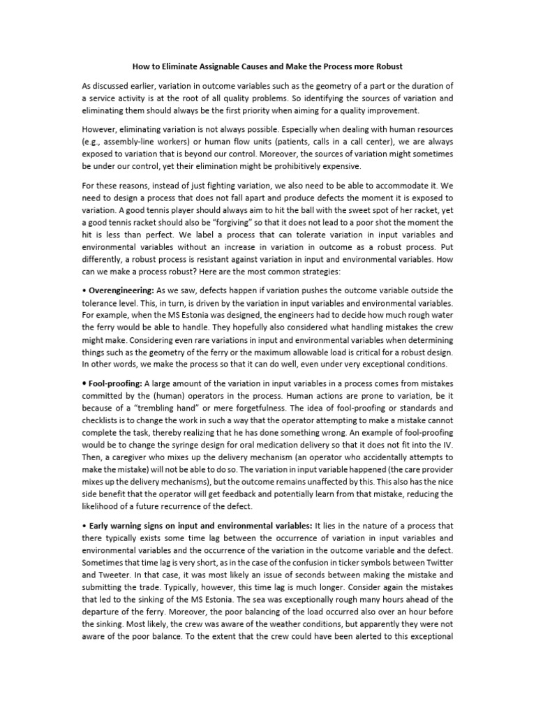 How To Eliminate Assignable Causes | PDF