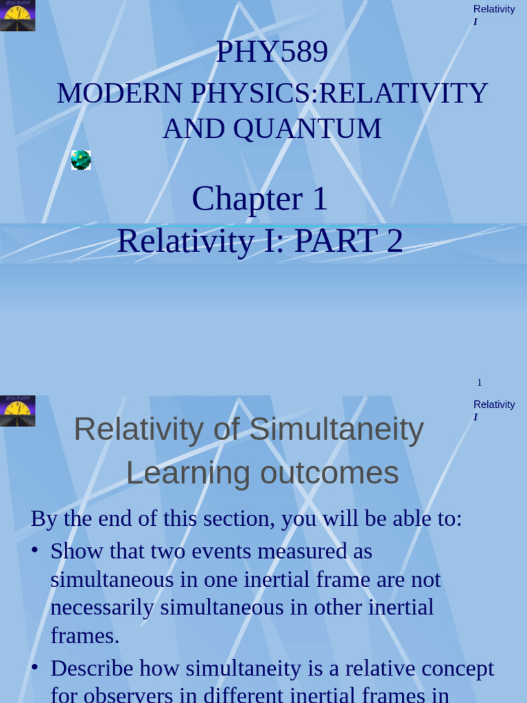 Relativity: Understanding Simultaneity and Time Dilation | PDF ...