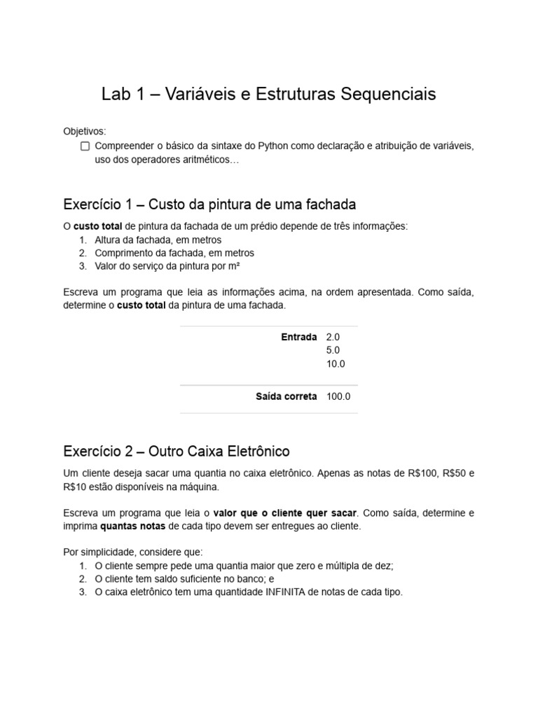 Variáveis e Exercícios em Python | PDF | Pi