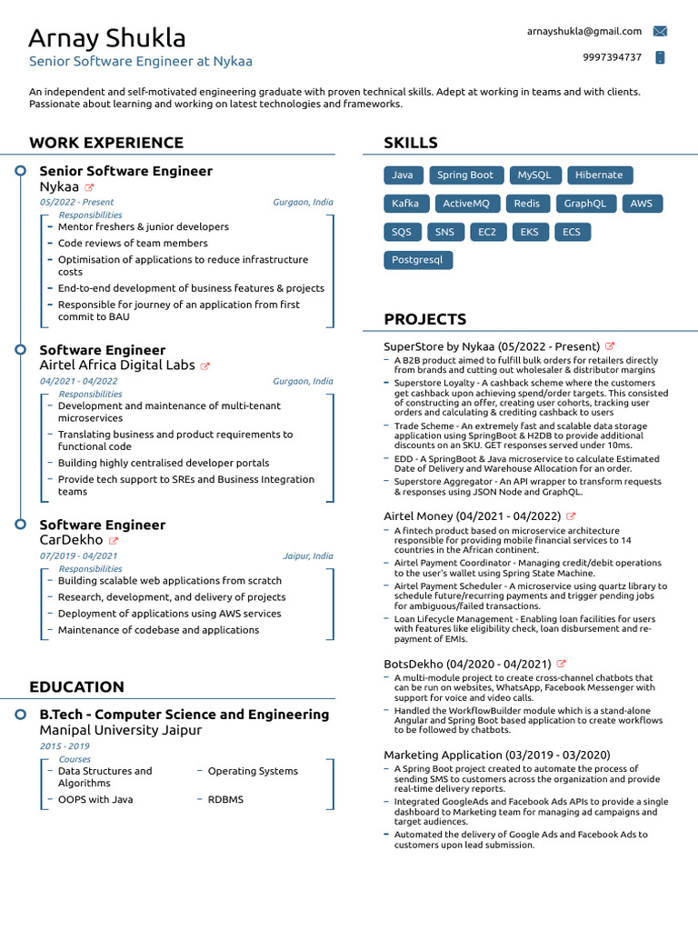 Arnay Shukla: Software Engineer Profile | PDF | Software Engineering ...