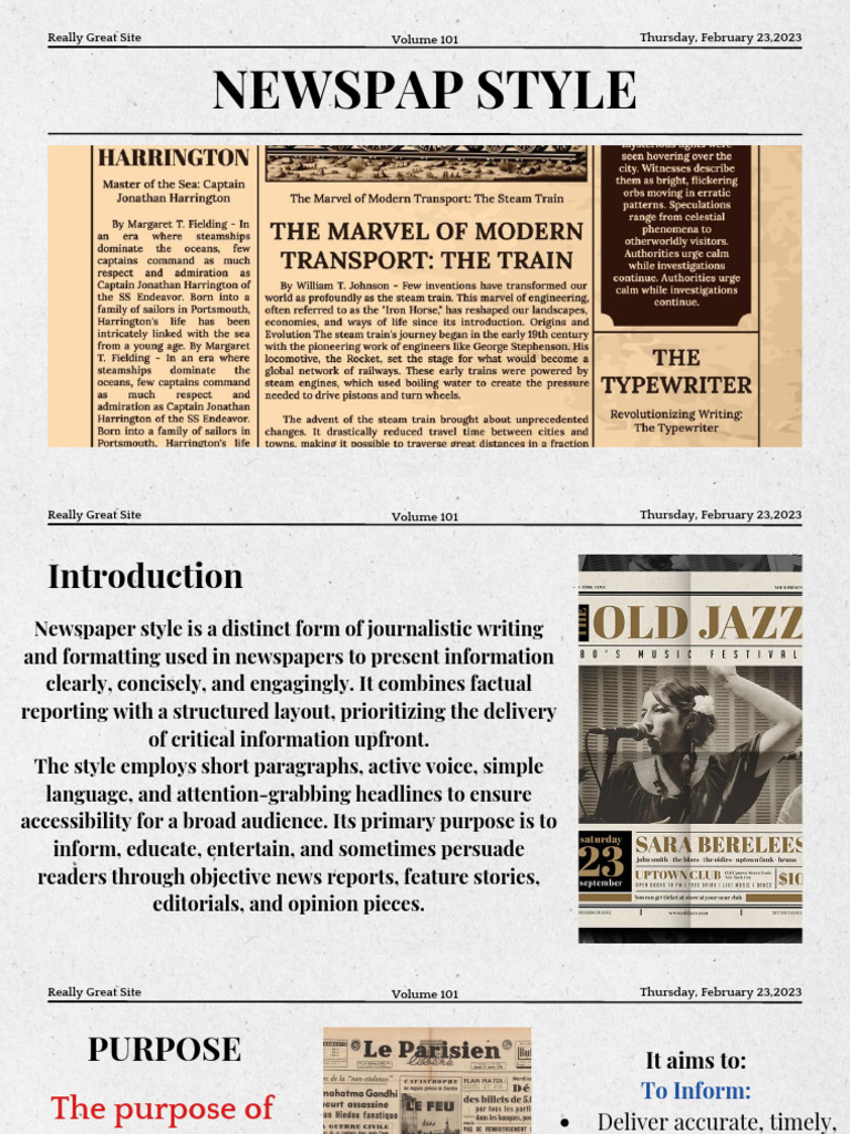 Vintage Minimalist Newspaper Finance Report Presentation PDF | PDF ...