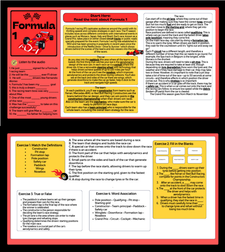 F1 Racing: Pit Lane and Starting Grid Explained | PDF | Formula One ...