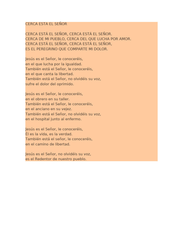 Cerca Esta El Señor | PDF