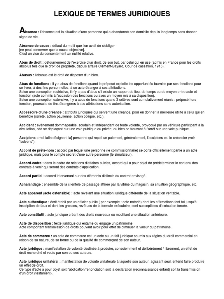 Lexique Des Termes Juridiques PDF