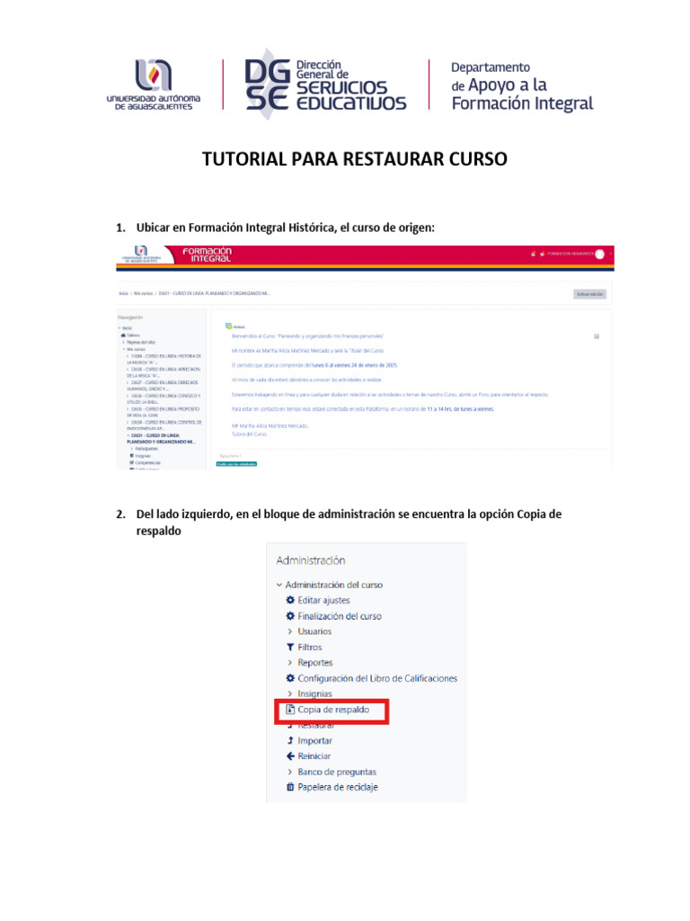 Cómo Restaurar un Curso en Moodle | PDF
