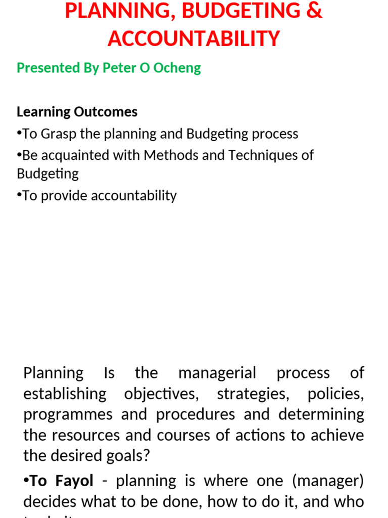 Effective Planning and Budgeting Strategies | PDF | Budget | Goal