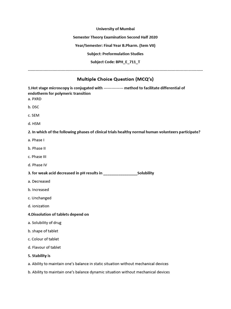 Preformulation Studies | PDF