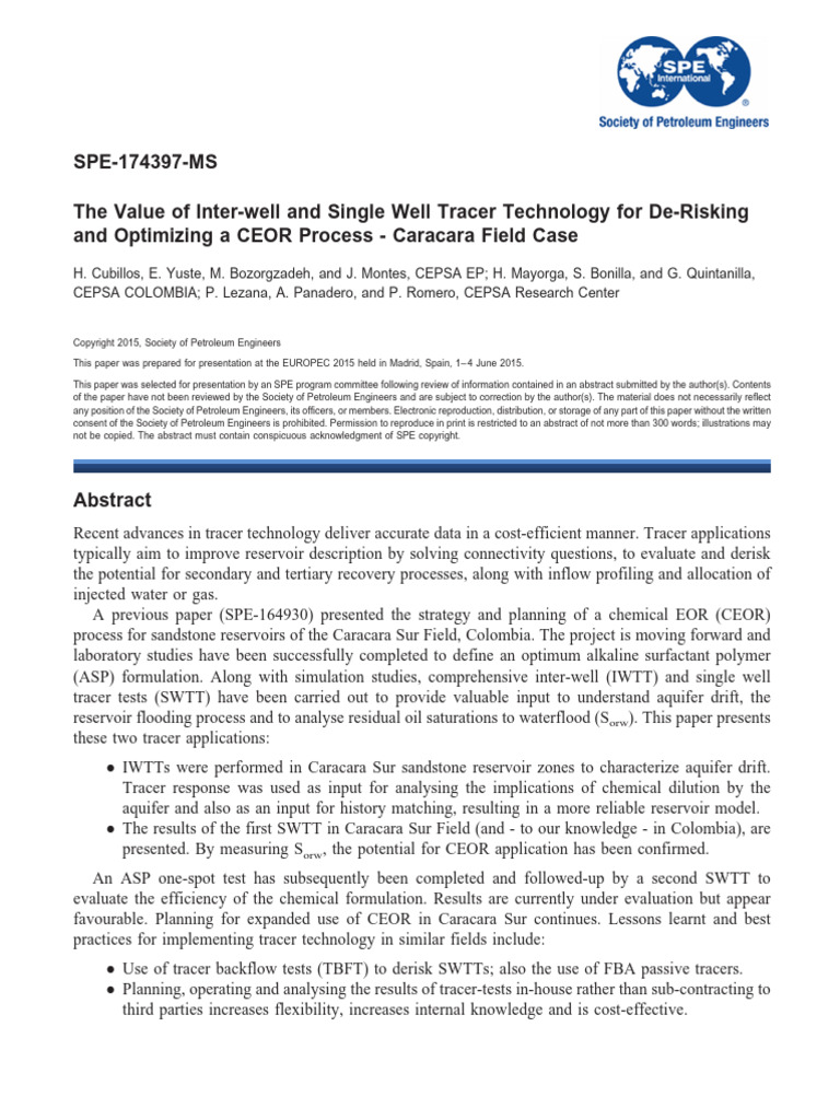 SPE-174397-MS Interwell and Single Well | PDF | Isotopic Labeling ...