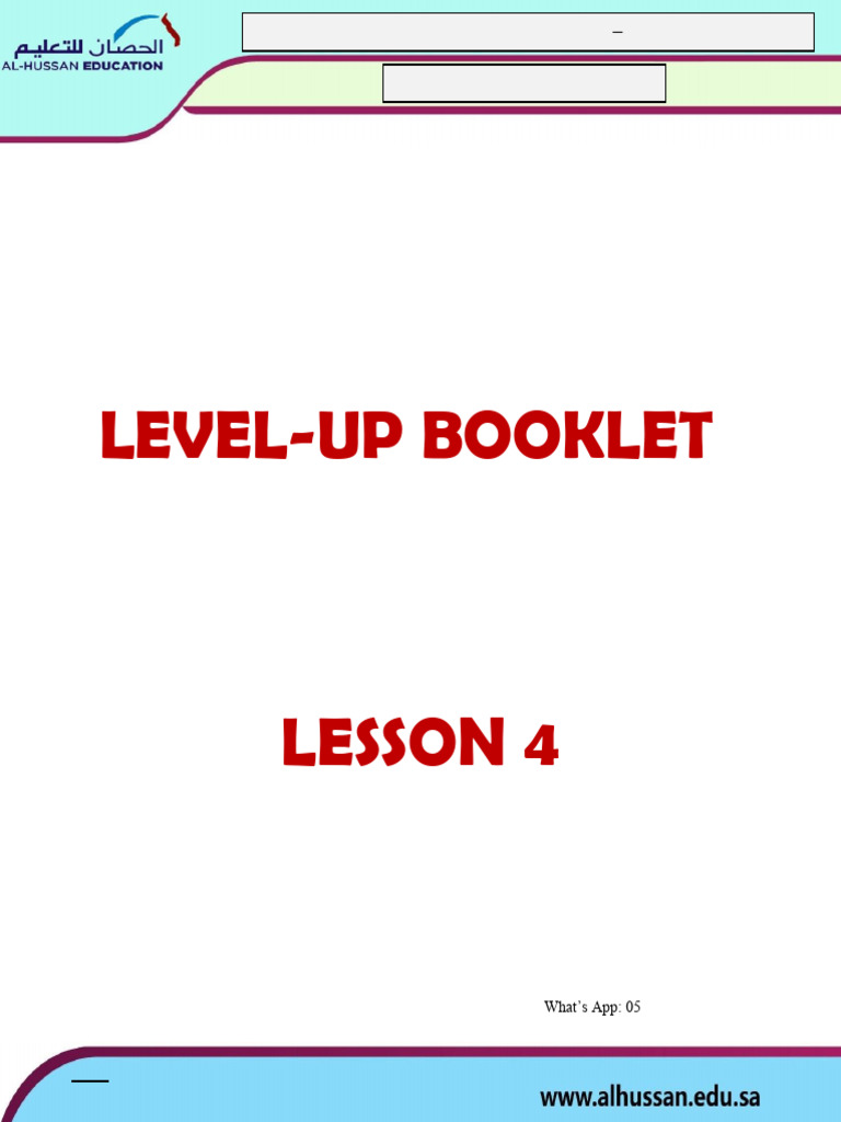 Solved Level-Up Booklet, Lesson 4 | PDF | Pronoun | Adjective