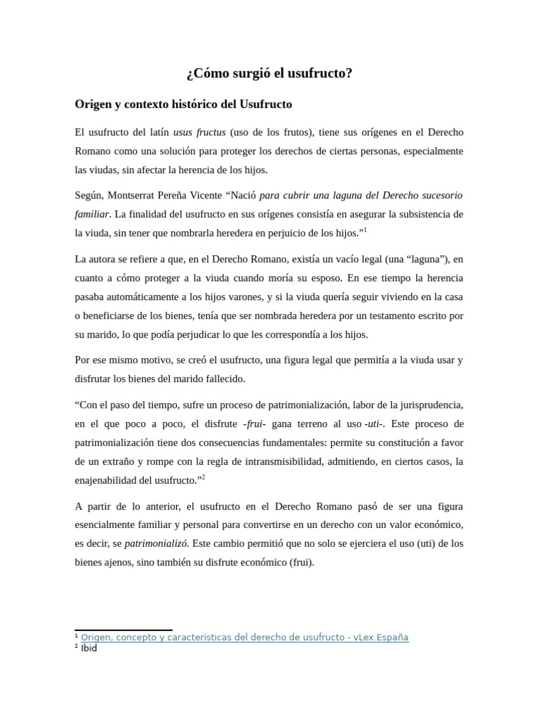 Origen del usufructo en Derecho Romano | PDF | Justicia | Crimen y ...