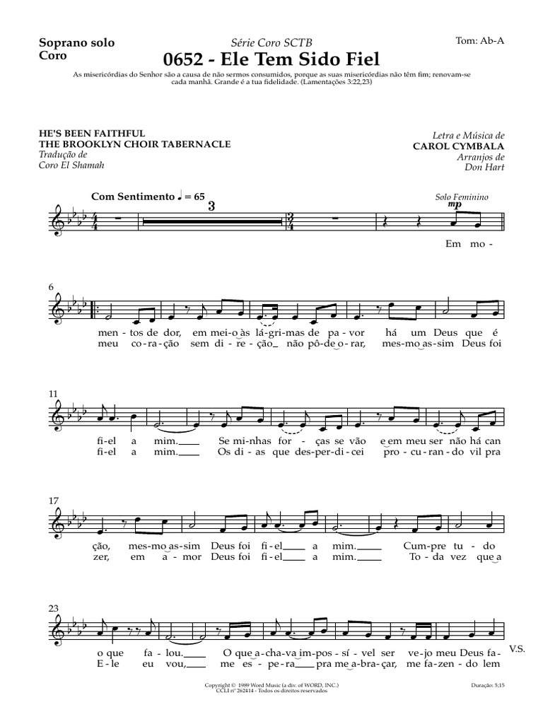 0652 - Ele Tem Sido Fiel - Solo Soprano, Coro | PDF, image size:768x1024