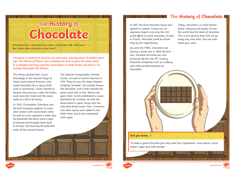History and Origins of Chocolate | PDF | Chocolate | Cocoa Bean