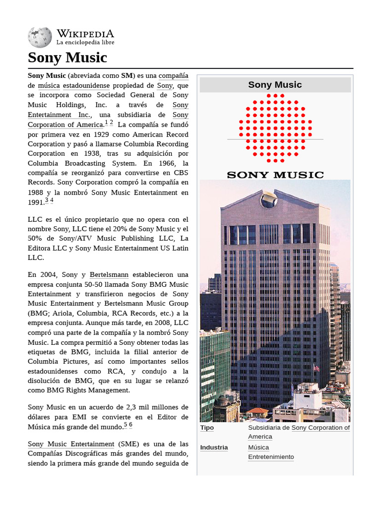 Sony Music | PDF | Empresas de Fotografía de Japón | Sony