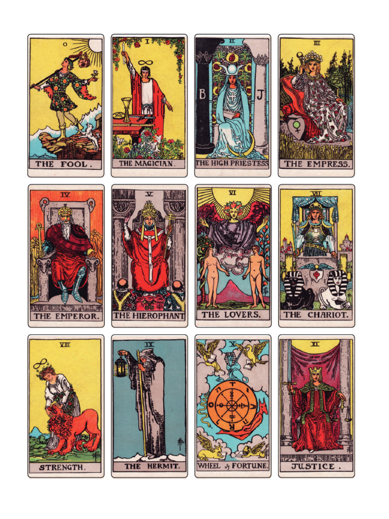 Cartas para imprimir Grupo de Tarot Rider | PDF