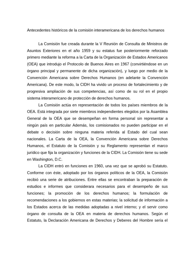 Historia de la Comisión Interamericana de Derechos Humanos | PDF ...