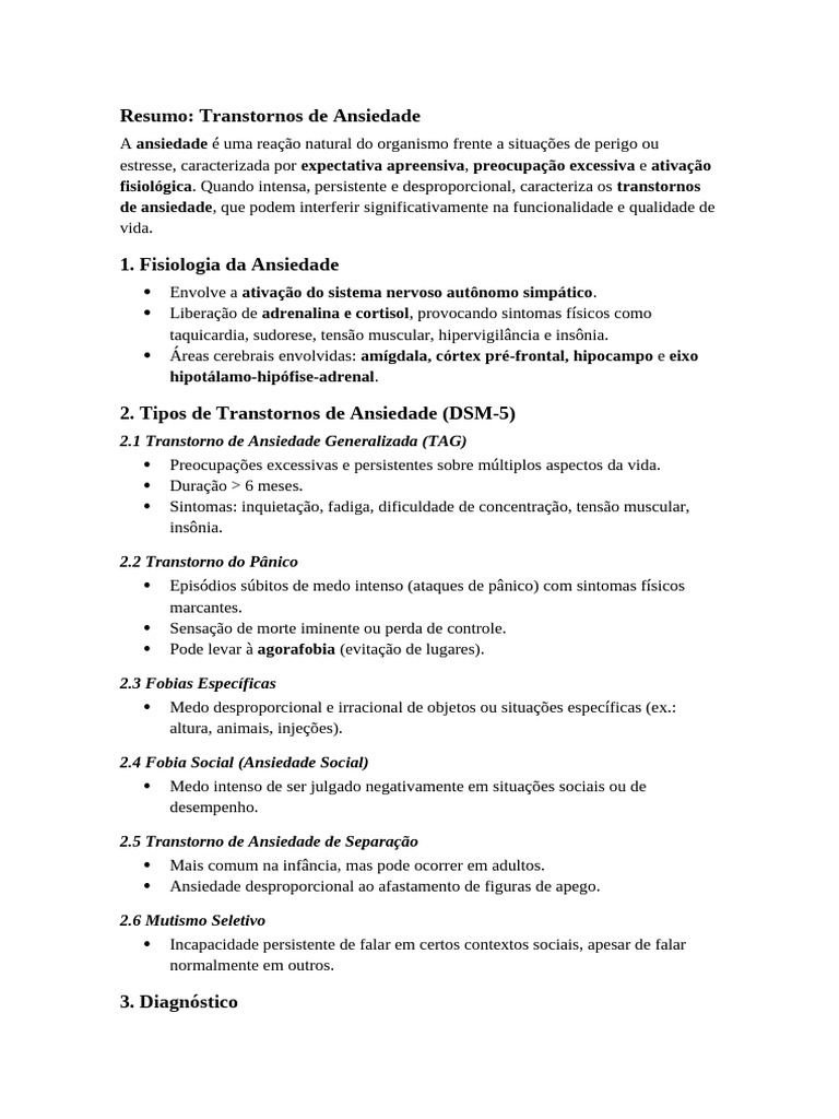 Transtornos de Ansiedade: Sintomas e Tratamento | PDF | Ansiedade ...