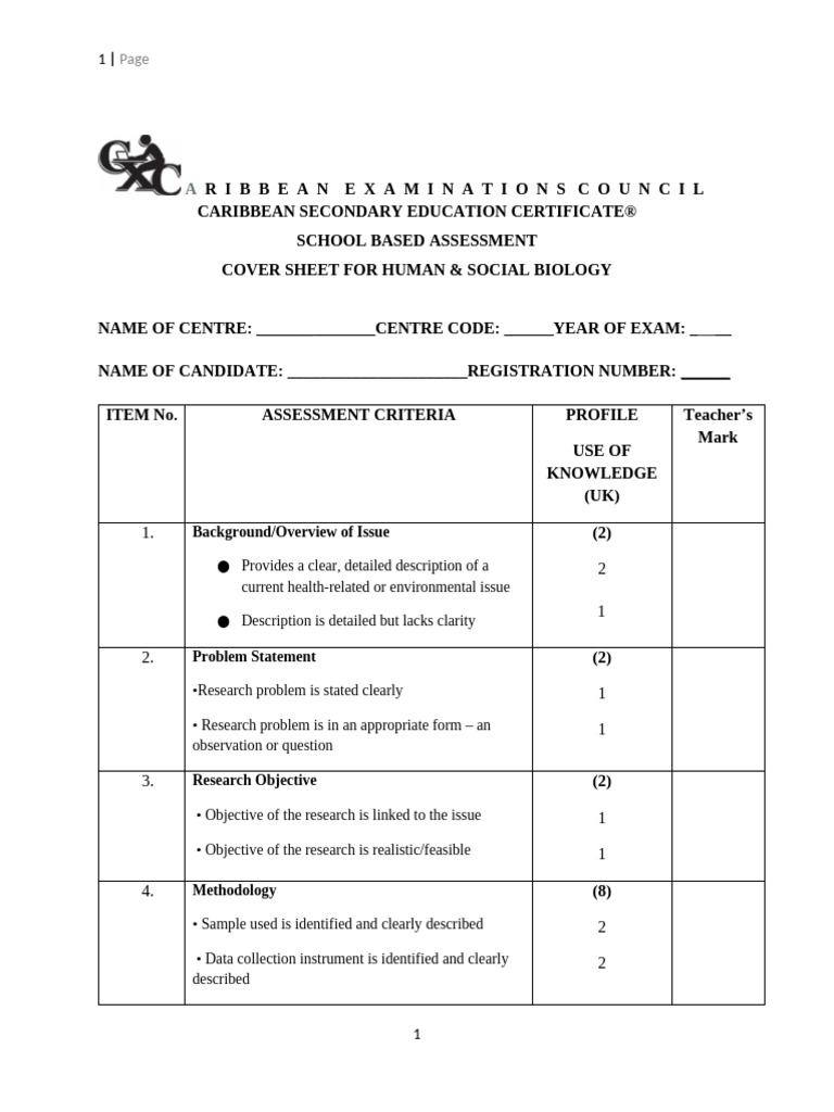School Based Assessment Outline Pdf Data Methodology