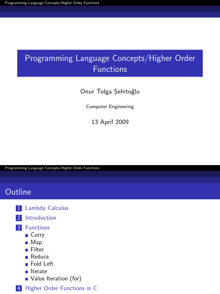 Higher Order Functions in Programming | PDF | Functional Programming ...