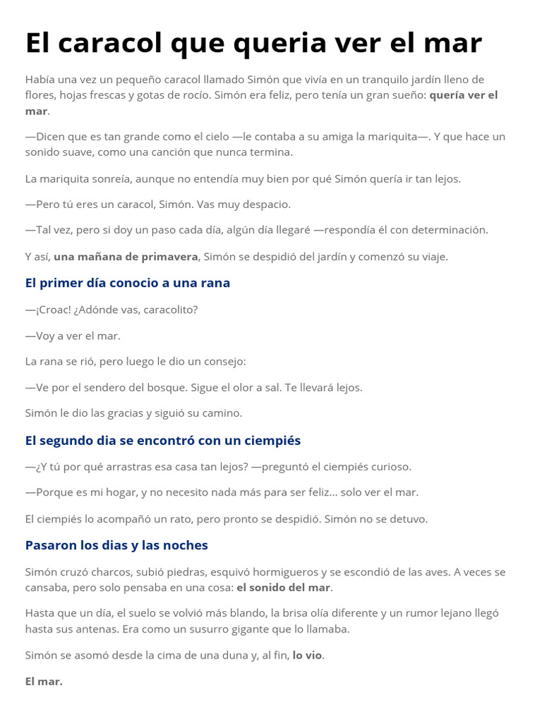 Simón y su sueño de ver el mar | PDF