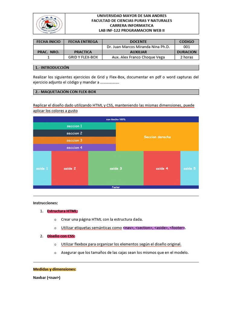 Ejercicios de Grid y Flex-Box en CSS | PDF | HTML | Desarrollo web