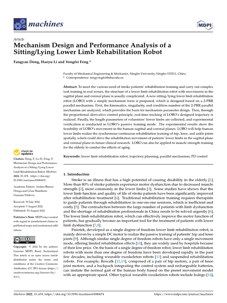 Lower Limb Rehab Robot Design & Analysis | PDF | Matrix (Mathematics ...