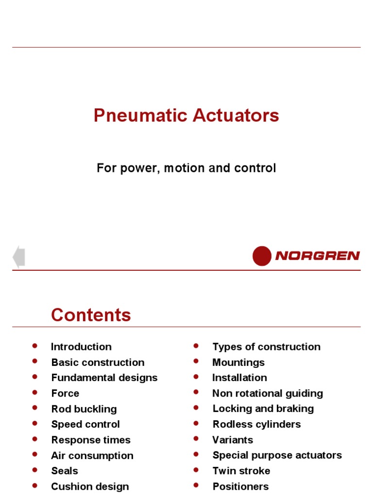 Pneumatic Actuators: For Power, Motion and Control | PDF | Buckling ...