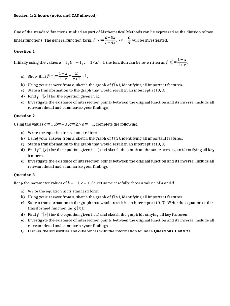 Exploring Linear Functions and Inverses | PDF | Function (Mathematics ...