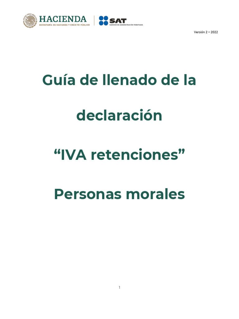 Guía+de+llenado+IVA+retenciones2022 +PM 17022022 v2 | PDF | Tarjeta de ...