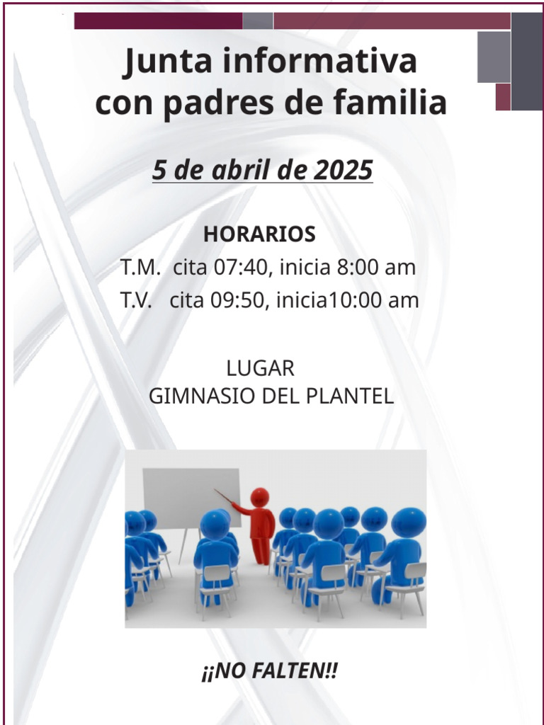 Junta Informativa para Padres 2025 | PDF